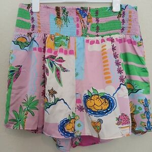 Sugarlips Curve Retro Printed Smocked Waist Shorts 2X NWT